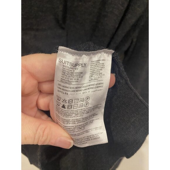 Suitsupply Sweater Mens XL Gray Merino Wool Crewneck Pullover Lightweight Knit - Picture 3 of 5